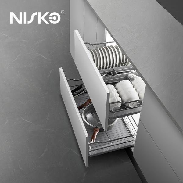 Armo de cocina de doble nivel de extracción Cestas multifuncionales platos corredizos cuencos