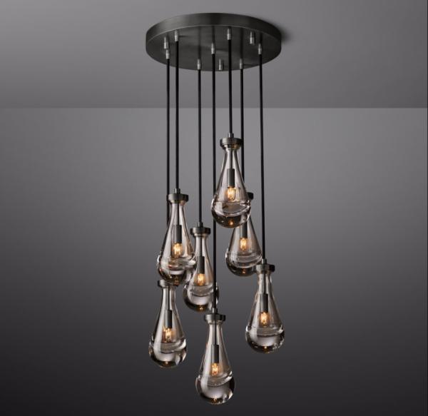 Chandelier de níquel RH K9 Crystal Rain Round Chandelier 18'