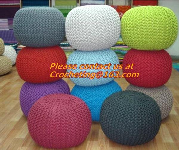 Middle size cotton crochet floor pouffe crochet pouf hassock Ottoman Floor Cushion