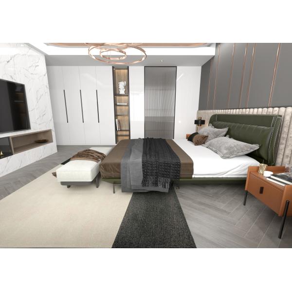 Настраивать Плюшевый дубовый деревянный кроватный стол Темно-серый ночной столик Мебель спальни