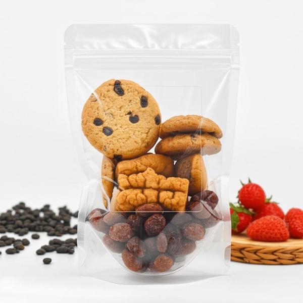 Retail Ready Food Bag Clear Window PE Packaging for Cookies Dried Fruit Low MOQ 100pcs