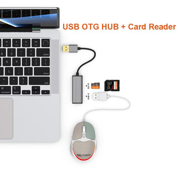 USB Un lecteur de carte OTG Hub avec adaptateur de câble d'extension pour carte mémoire SD Micro SD