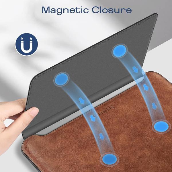 Чехло для ноутбука MacBook Air 13.6M3 M2 A3113 A2681/MacBook Pro 14 A2992-PU Кожаная тонкая крышка для сумки с функцией стойки, коричневый