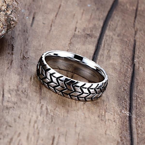Cadeau de mariage pneu en acier inoxydable anneau revêtement 6mm pour le couple