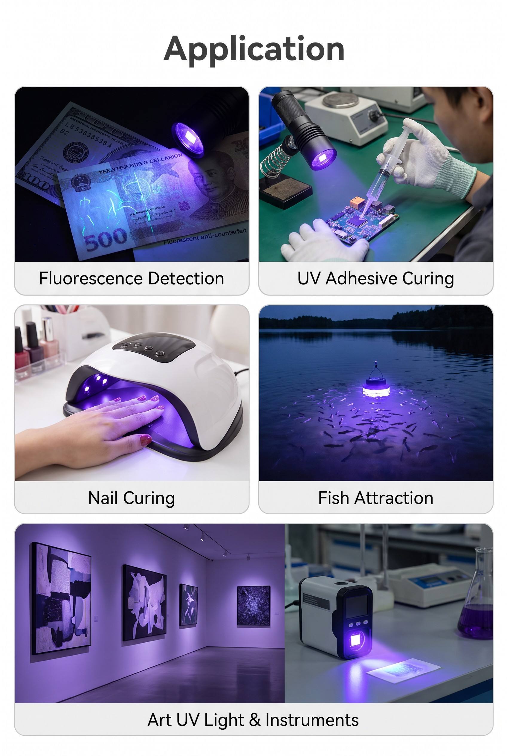 SMD 2835 UV LED 405nm 0.5W Ultraviolet LED Diode for UV Curing Resin, Epoxy and Printing Ink, RoHS