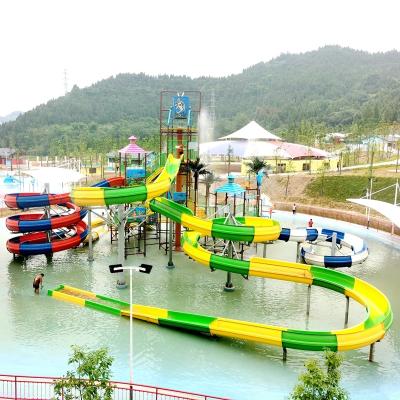 Family Friendly Fiberglass  Outdoor Water Playground With Water Slides For All Ages