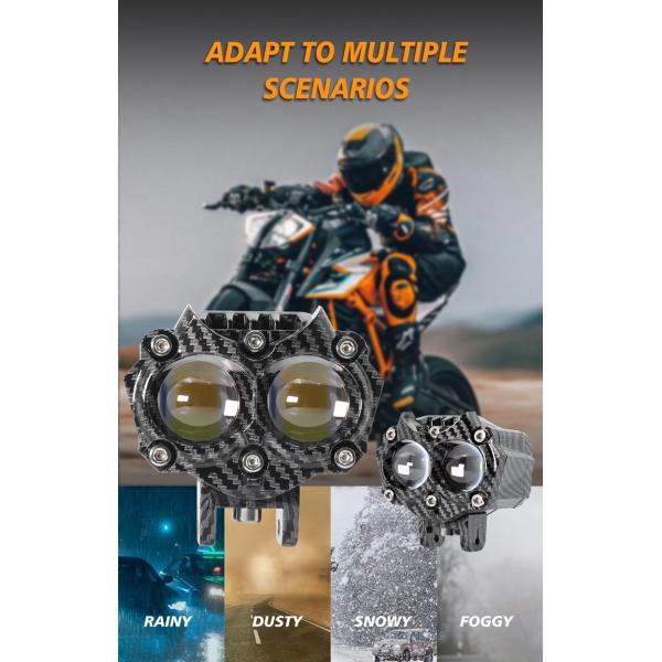 Carbon Fiber Casing White Yellow Flash Aluminum LED Motorcycle Spot Lights