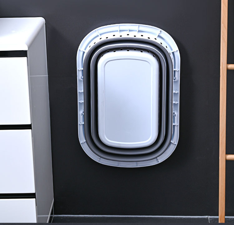 Creative Folding Wall-Mounted Portable Plastic Modern Simple Extra Large Thickened Kitchen Bathroom Laundry Basket Foot Bath