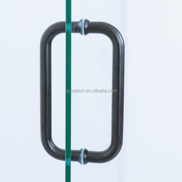 QJY-HD Tempered Glass Black Adjustable Hinged Single Framleless Shower Door for  Living Room