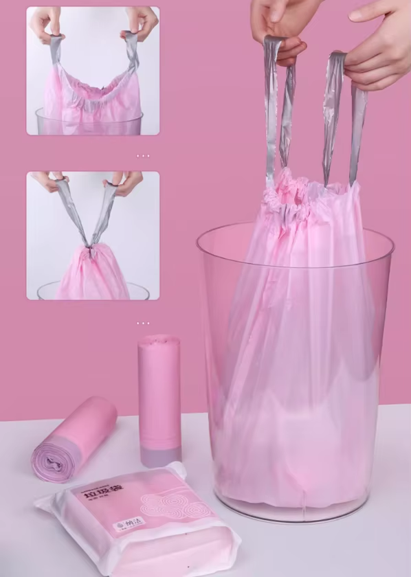 Manufacturer Pink Eco-Friendly Bio Plastic Polythene Roll Garbage Bags Side Gusset PE for Supermarket Use Wholesale