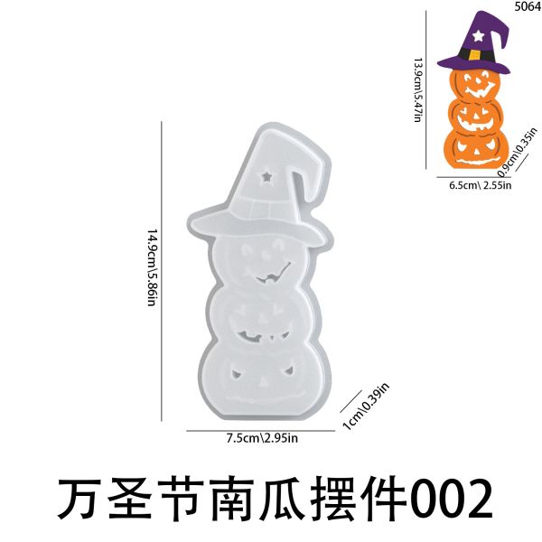 Halloween Hat Pumpkin Devil Pumpkin Triple Connection Pumpkin Candlestick Plugin Pendant Hanging Silicone Mold