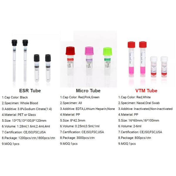 EDTA Vacuum Blood Collection Tubes 2ml 3ml 4ml Blood Sample Tube