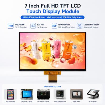 7 Inch Touch Display Module eDP Interface Full HD Touch Display 1920x1080 500 Nits Brightness