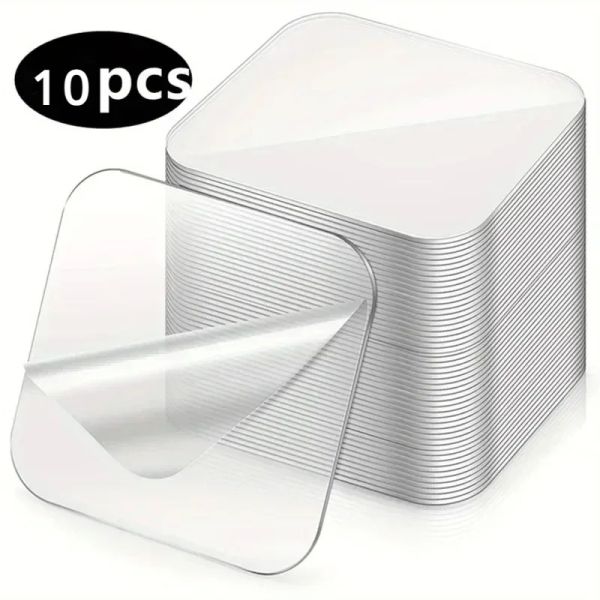 Kitchen Bathroom Wall Hooks Storage Nail-Free Adhesive Sticky Nano Pads Double Sided 10mm Width PVC Pressure Sensitive Acrylic