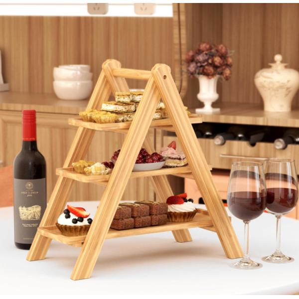 3 Tier Shabby Chic Solid Wood Versatile Tiered Tray Stand for Food Dessert Displays Weddings Events and Home Decor