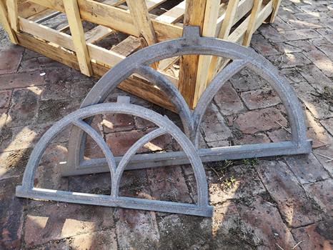 Antique Architectural Cast Iron Windows Salvage Half Moon Shape H19*W32CM