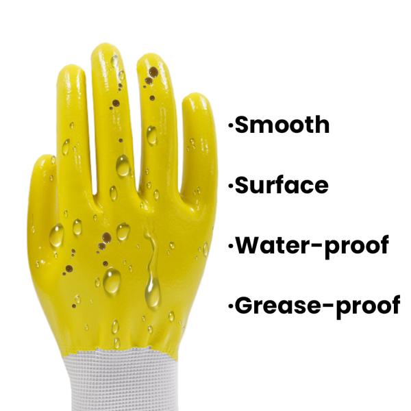 15 Gauge 70g Oil-Resistant Nitrile Work Gloves Waterproof Protective Polyester Gloves