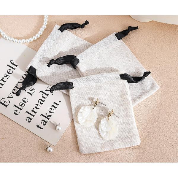Customized LOGO Wholesale Customizable Cotton And Linen Drawstring Bag Small Cotton Canvas Jewelry Bag Jewelry Drawstring Storage Bag