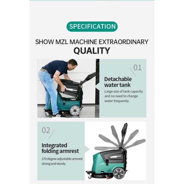 Walk Behind Floor Scrubber Smart Adjustable Handle for Custom Grip & Improved Operator Comfort at Work