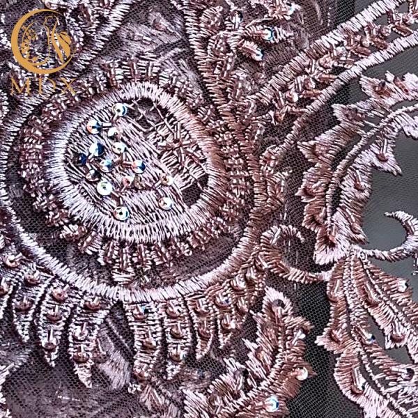 Полиэстер ткани шнурка Bridal мантии французский вышитый бисером Handmade подгонял