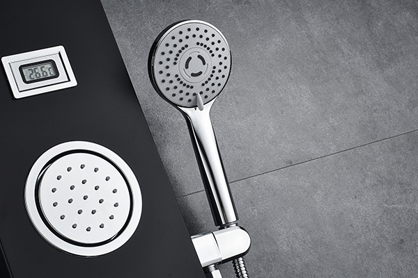 Black Tempered Glass Waterfall Shower Panel , ROVATE Massage Shower Panel