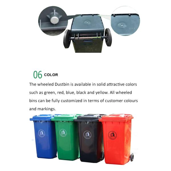 Plastic dustbin 120 litre waste bin garbage hospital waste bin with wheel