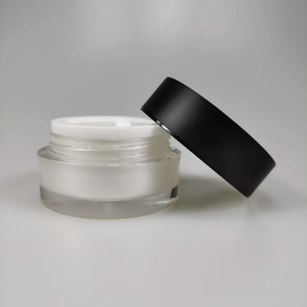 110г Пластиковая крышка Круглое акриловое черно-белое кремовое банку с черной крышкой для ухода за кожей
