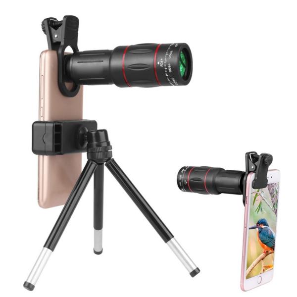 18x25 Mini Monocular With Tripod Universal Optics Glass Telescope Phone Camera Lens for Mobile Phone
