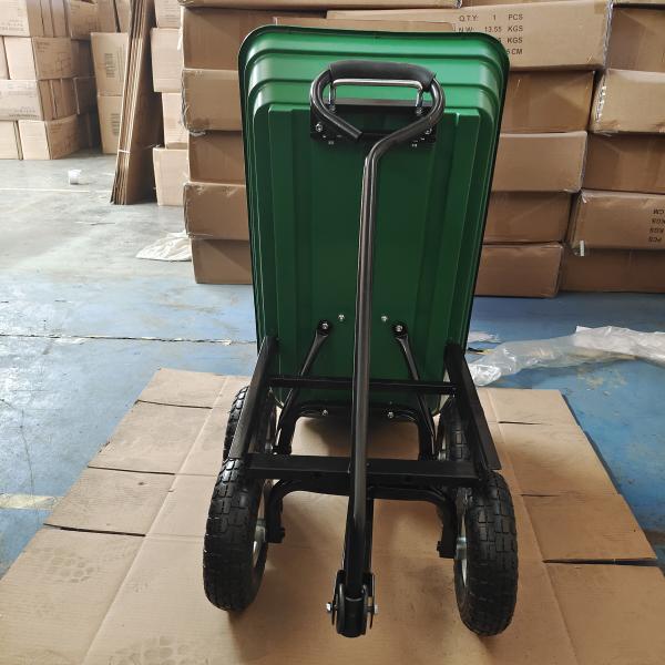 Single Handle Garden Dump Truck 10 Inch 350-4 Pneumatic Tire Wheels 75L Capacity Garden Cart