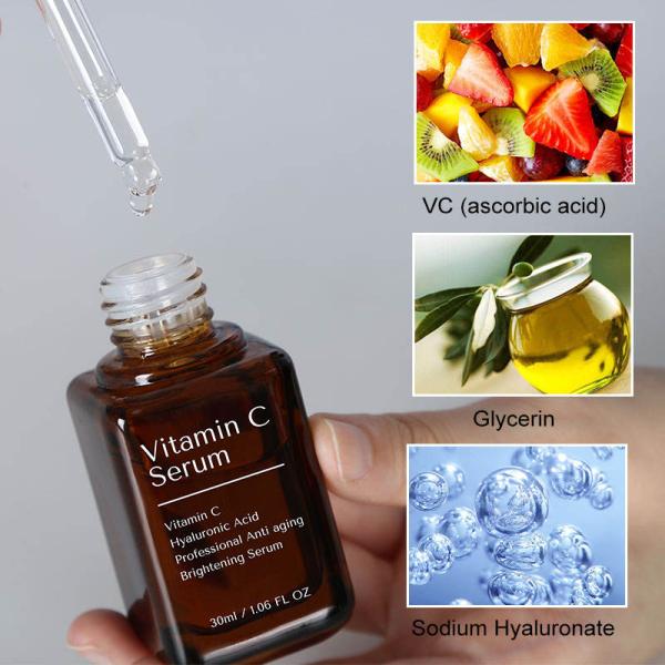 Suero facial reparador antiedad, iluminador e hidratante con vitamina C orgánico al por mayor para el cuidado de la piel