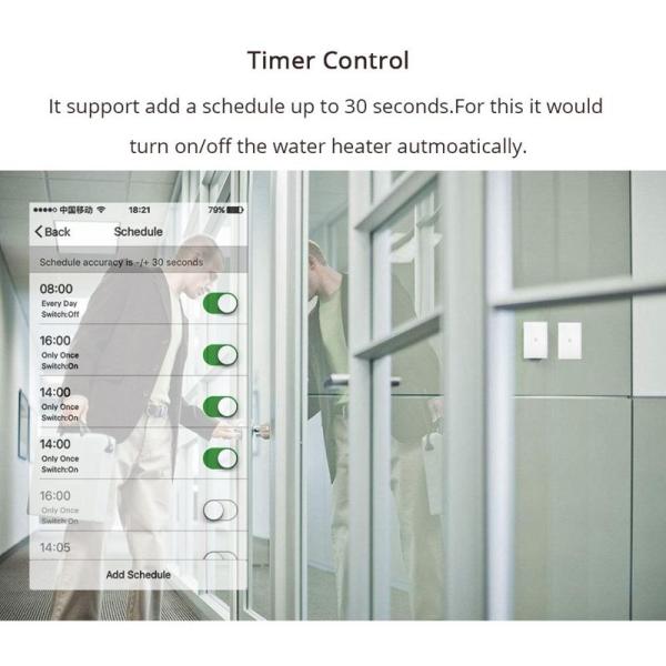 Wireless WiFi Smart Boiler Switch Water Heater Switch Tuya APP Remote Control Amazon Alexa Google Home Voice Control