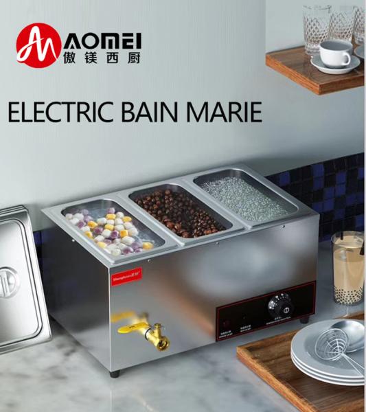 Aço inoxidável 6 Pan Banheiro Marie Buffet Elétrico aquecedor para indústria de serviços de alimentação