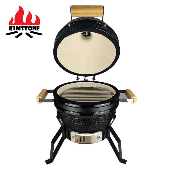 KIMSTONE Red Small  Egg Shaped  Indoor Charcoal Ceramic Table  Bbq Griller ,stainless Steel Table Kamado