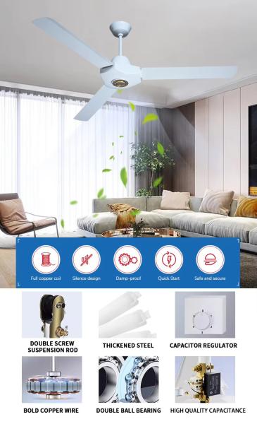Ventilador de techo con 3 aspas y luz, de fábrica al por mayor, 56 y 60 pulgadas, araña moderna con ventiladores de techo y luces