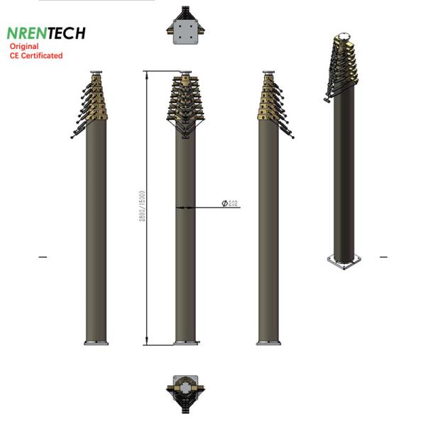 15m lockable pneumatic telescopic mast 30kg payloads 2.8m closed height mobile masts