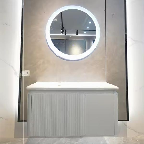 LED Mirrored Bathroom Cabinets Toilet Vanity Cupboard Restroom Sink
