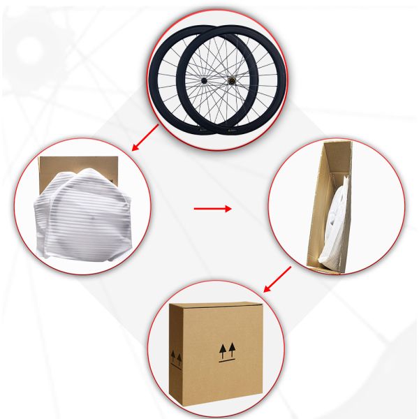 High-Profile 50mm Depth Carbon Fiber V Brake Wheelset with Customizable Decal for Road Bikes