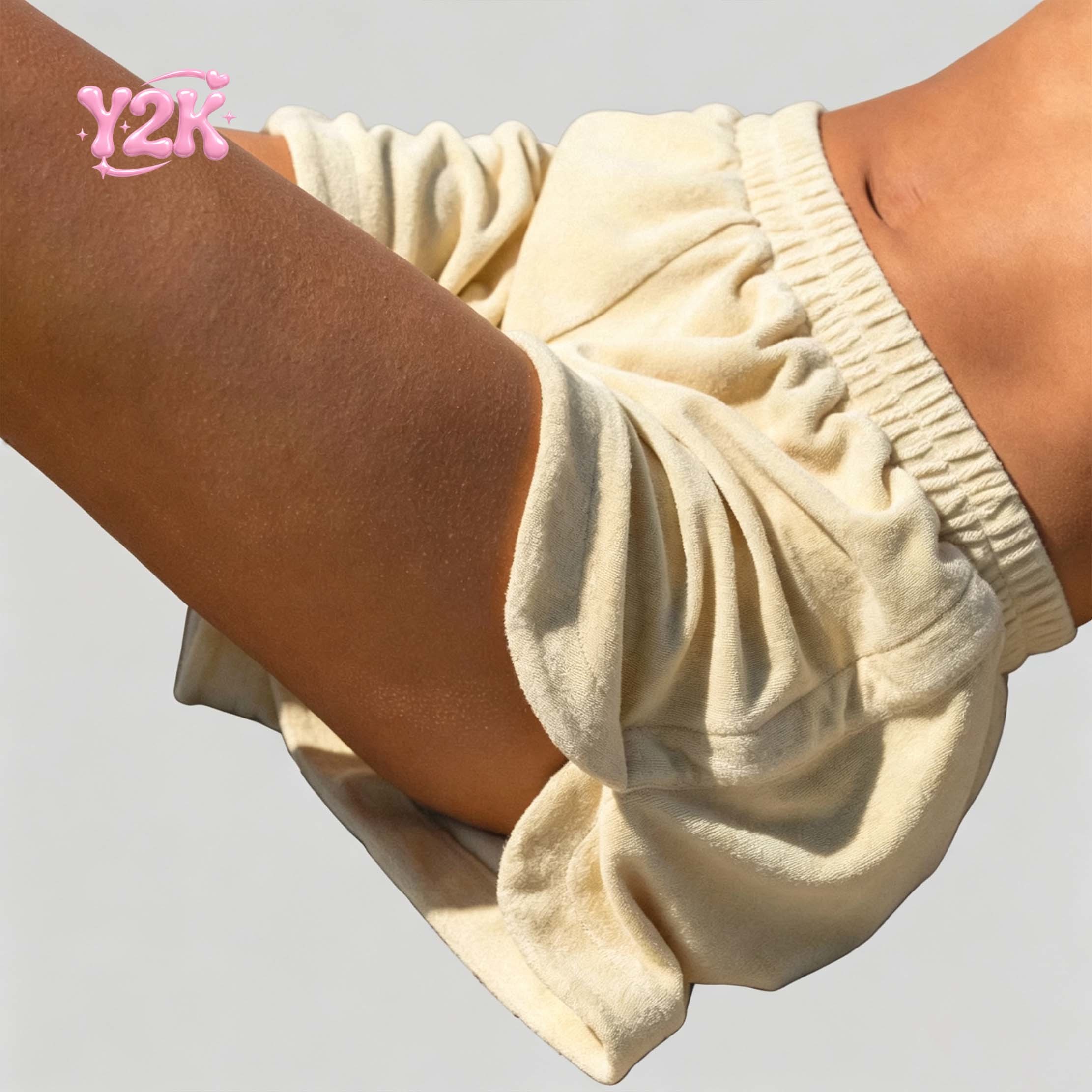 Custom Women's Terry Cloth High Waisted Casual Beach Shorts