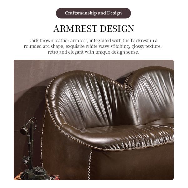 Nidea #8959 American Vintage Genuine Leather Sponge Filled Sofa Set for Living Room Hotel & Villa Use