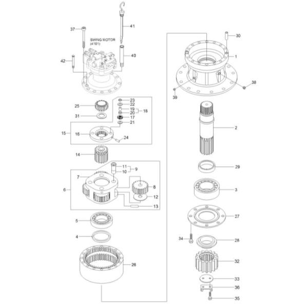 Vitesse de XKAQ-00442 XKAQ00442 Sun pour le réducteur d'oscillation de l'excavatrice R305LC-7 de Hyundai