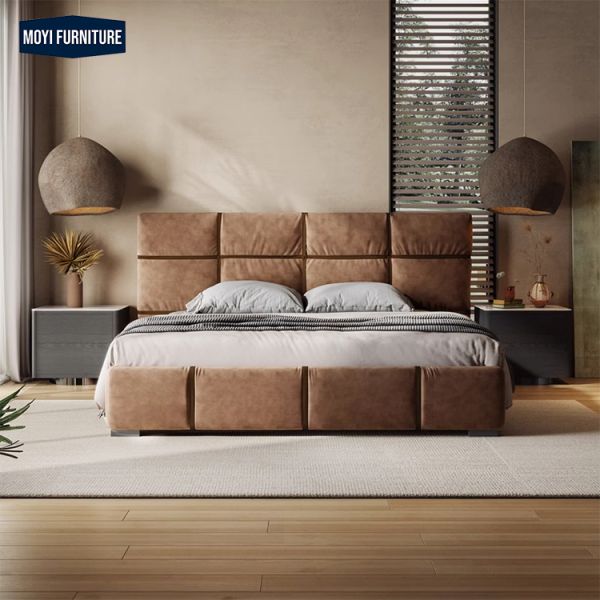 Storage Upholstered Platform Bed Base Modern Linen Fabric Soft Bedroom Furniture Slipcovered Tatami Tuffed Low King Size