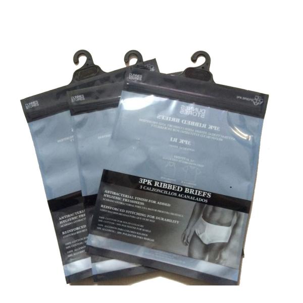 Plastic PET/CPP bag with hanger packing for underwear with hook