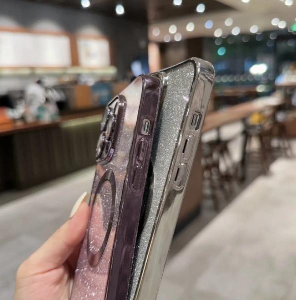 New Luxury Transparent Flash Powder Magnetic Mobile Phone Case Lens Protection For IPhone 11 12 13 14 15 PRO Max With Wireless Charging