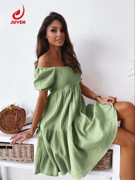 Knitted Short Sleeve MIDI Dress Elegant Women Solid Casual Backless