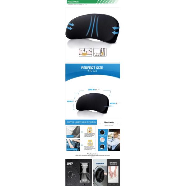 Comfortable Memory Foam Lumbar Support Car Seat Cushion for Lower Back Pain Relief