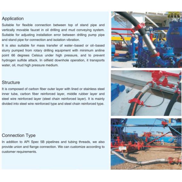 High pressure oil drilling hose High Pressure Oil Well Drilling Hose / Hydraulic Rubber Hose For Drilling