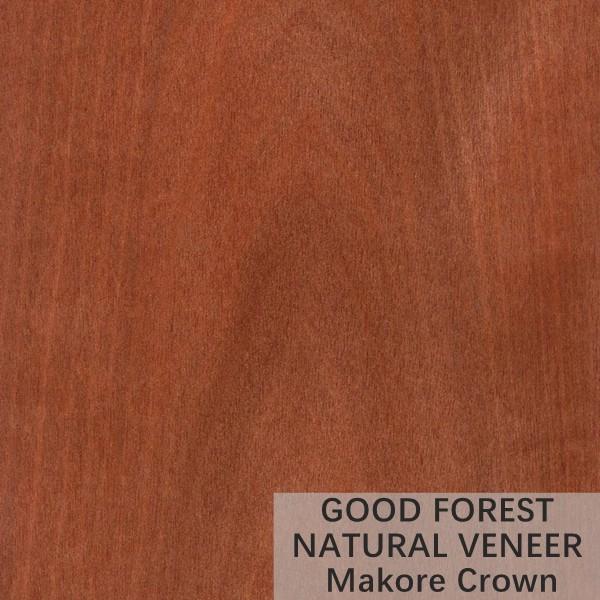 Color Makore Natural Wood Veneer Crown Cut Grain Customized Service