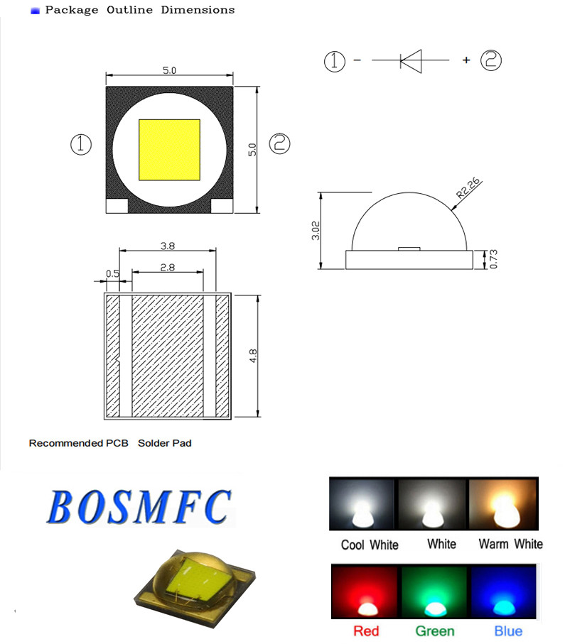 Супер яркий 5W высокомощный светодиодный чип Красный свет 5050 SMD прочный