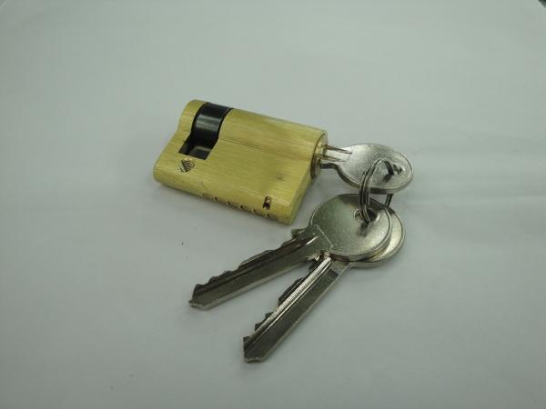45mm(35*10) Euro Profile  Brass Half Cylinder Lock with 3 brass normal keys Surface finish Brass brushed