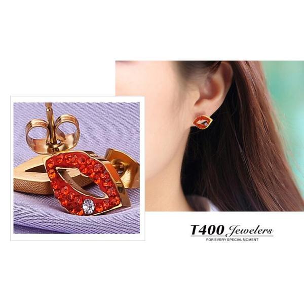 Red Diamond Stainless Steel Earring Beautiful Lip Shape Earring Jewelry